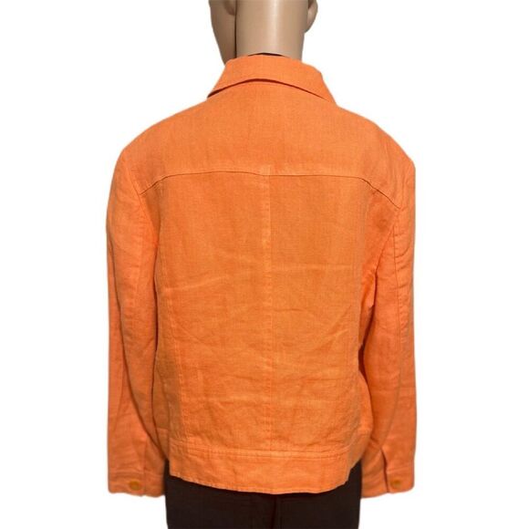 Talbots Linen Womens Jacket 14 Salmon/Orange Button-Up Lined Classic - Picture 4 of 7